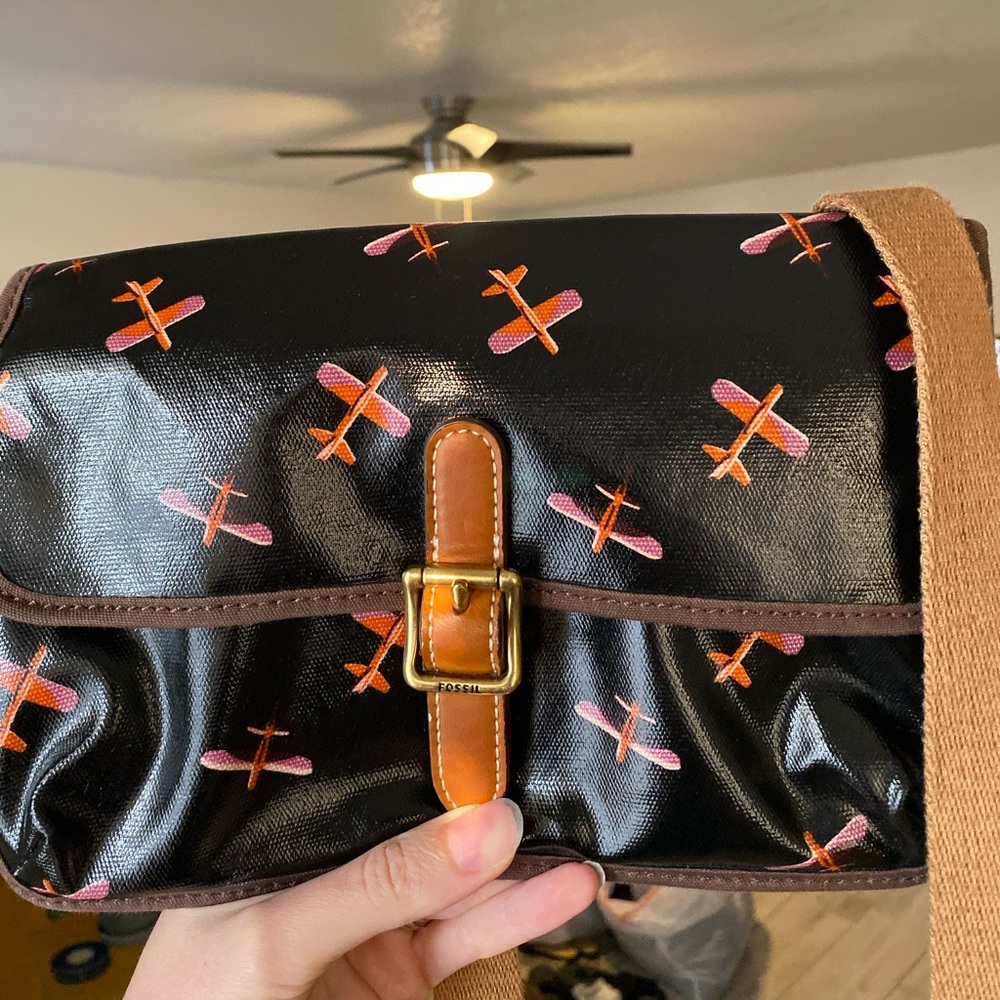 Fossil waxed canvas airplane bag